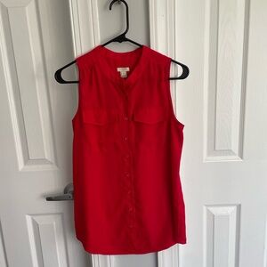 J Crew Women's Bold Red Button Down Lightweight Spring Shirt